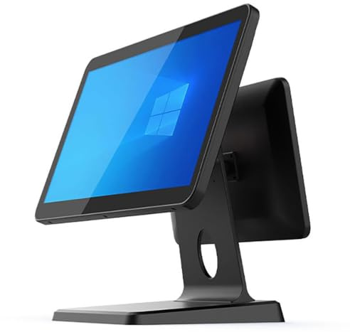 Kasse, Touchscreen-Bestellautomat mit Scan-Code, 15,6 + 11,6 Display | Kommerzielles All-in-One-Kassensystem mit Dual-Screen, i3, 8 GB RAM, 64 GB SSD, Windows10 für Bubble-Tea-Läden,Catering