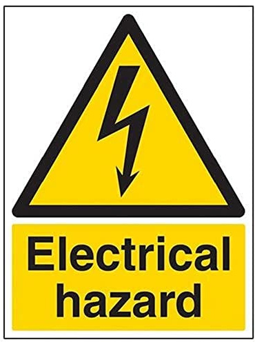 VSafety Electrical Hazard Warning Sign - Portrait - 300mm x 400mm - 1mm Rigid Plastic