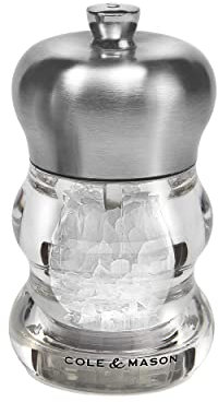 Cole & Mason H307092P Ascot Salzmühle, Edelstahl / Acryl, 100mm, Precision+ Keramikmahlwerk, Enthält 1 x Salzmühle