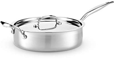 Heritage Steel 4 Quart Sauté Pan with Lid - Titanium Strengthened 316Ti Stainless Steel with 7-Ply Construction - Induction-Ready and Dishwasher Safe, Made in USA