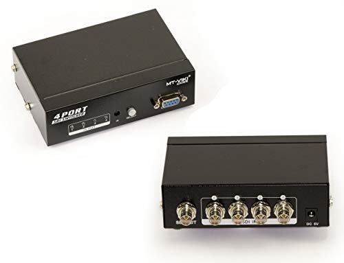 Kalea Informatique© SDI-Switch mit 4 Ports – 4 BNC-SDI-Eingänge auf einen Ausgang – Kompatibel mit SD-SDI/HD-SDI und 3G-SDI 297MB/s – mit Fernbedienung und Steuerung über COM-RS232-Port
