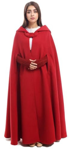 GRACEART Gothic Mittelalter Unisex Poncho Cape Fledermaus Shal Umhang Überwurf (Lang- rot)