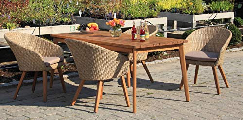 acamp Atacama Gartenmöbelset 4X Clubsessel 57439 und 1x Gartentisch 57440 180 x 90 cm