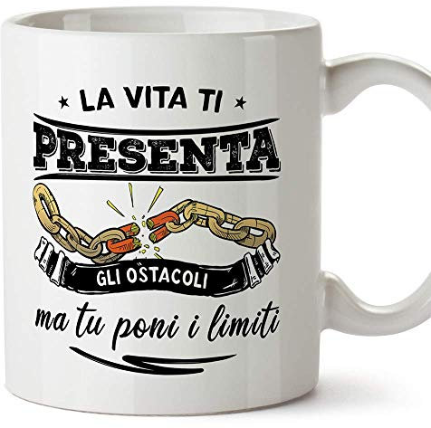 Mugffins Tazza Motivazionale - La Vita Ti Presenta Gli Ostacoli, ma tu poni i Limiti - Idee Regalo per motivare o incoraggiare Il Personale