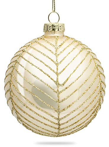 SIKORA Highlights 4er Set ausgefallene Christbaumkugeln aus Glas Champagner, Farbe/Modell:Modell New York Champagner, Größe:8 cm
