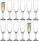 LAV 12x 220ml Empire Glass Champagne Flutes - Reusable Wedding Anniversary Birthday Hen Party Prosecco Wine Cocktail Drinking Glasses Set