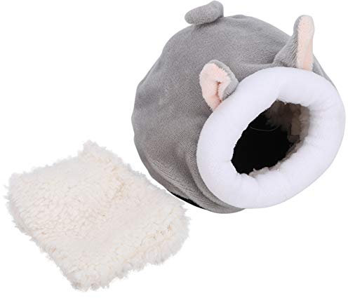 Zerodis Mini Hamster Bett, Cartoon Tierform Winter Warmes Schlafbett Nest für Kleintiere Igel Mäuse Ratte Zwerg Hamster Rennmaus(Gray)