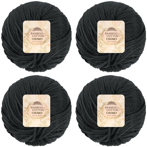 JubileeYarn Bamboo Cotton Chunky Yarn - 100g/Ball - Deep Grey - 4 Balls