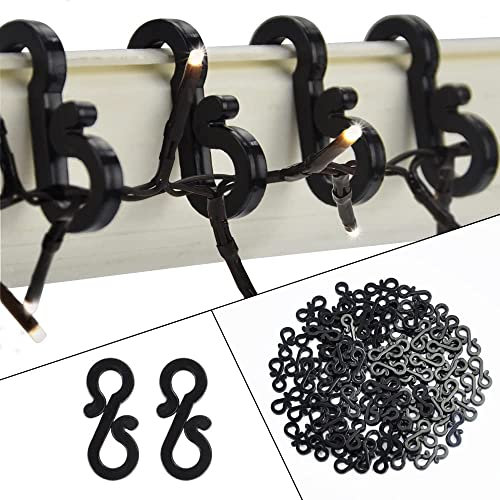 Vikdio 30 Pcs Black Gutter Hooks for Christmas Lights Outdoor, Gutter Clips for Fixing Christmas Icicle Lights Meteor Lights on Wedding Halloween Xmas Decorations Outdoor Party Garden Tree Window