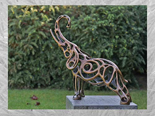 IDYL Bronze-Skulptur Elefanten | 57x21x58 cm | Moderne Bronze-Figur handgefertigt | Gartenskulptur und Teich-Dekoration | Hochwertiges Kunsthandwerk | Wetterfest
