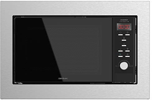 Cecotec Microondas encastrable Digital GrandHeat 2350 Built-In SteelBlack. 900W, Integrable, 23 Litros, Grill, 9 funciones preconfiguradas, Quick Start, Temporizador