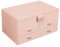 ADEL DREAM Portagioie a 3 Livelli con Fibbia in Oro Rosa Custodia per Gioielli in Pelle PU Regalo in Morbido Velluto per i tuoi Cari e Amici Rosa-11-2