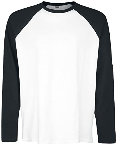 Urban Classics Herren Organic Oversized Raglan Longsleeve T-Shirt, White/Black, XXL