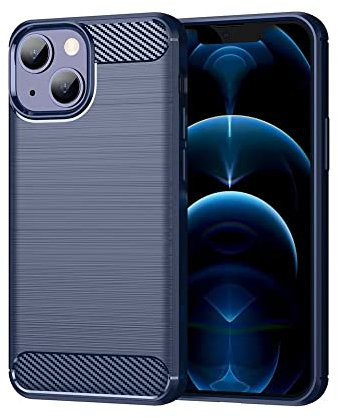 Topme Custodia in Silicone per iPhone 13 (6.1 Inches), [custodia per Telefono in Stile Spazzolato] - Blu