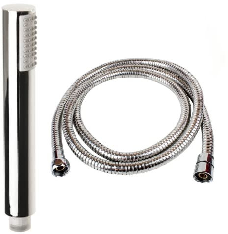 Zalati Kit de cabezal de ducha de plástico ABS cromado con manguera, manual y fijo, inserto de ahorro de agua, manguera de 1,5 m, 1 unidad