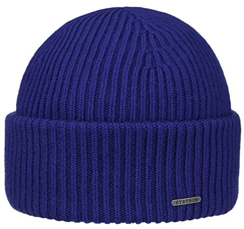 Stetson Classic Uni Wollmütze Damen Herren Made in Italy 100% Wolle Gestrickt Beanie Herbst Winter Royalblau One Size