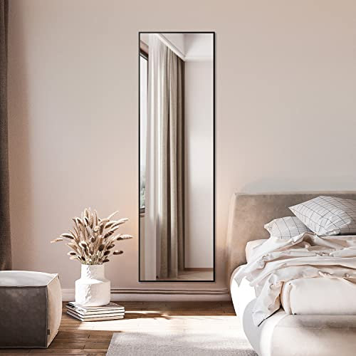BD-Baode Ganzkörperspiegel Schwarz Spiegel 160 x 40 cm Standspiegel und Wandspiegel 2 in 1,HD Groß Garderobenspiegel Rechteckiger Rechter Winkel für Schlafzimmer Badezimmer Wohnzimmer