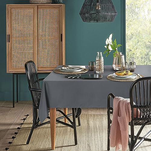 XWZO Tischdecke, rechteckig, einfarbig, wasserabweisend, abwischbar, Tischdecke für Café, Restaurant, Buffet, Tischparty, 140 x 240 cm, Grau