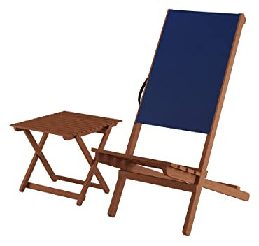 Erst-Holz Blauer Strandstuhl Partystuhl Wikingerstuhl Schwedenstuhl Anglerstuhl wählbares Set XXL V-10-364, Stühle:Einzelstück mit Tisch