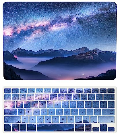 Estuche Dura para Macbook Pro 13 Pulgadas A1425 A1502 2015 2014 2013 2012 Versión con Pantalla Retina, Funda Protettiva Delgada in Plastica & Cubierta de Teclado, Estrellas de montaña