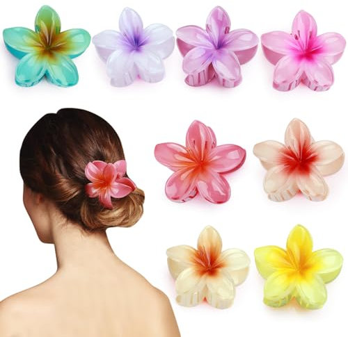 8 Piezas Pinza Pelo Flor, Pinzas Pelo Niña para el Cabello Hawaiano para Cabello Grueso, Flores Coloridas, Pinza Florpinzas Pelo Flor Antideslizantes para Mujer (Flores A)