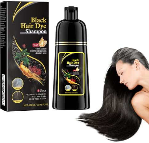 Dyceittdia Haarfärbeshampoo 500ml - 3-in-1 Glättendes Shampoo für Gefärbtes Haar, Reinigend & Reparierend, Schwarz, Magic Hair