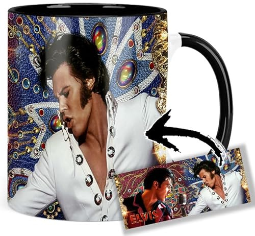 Elvis Presley Austin Butler Tasse Innen & Henkel Schwarz Keramikbecher Mug
