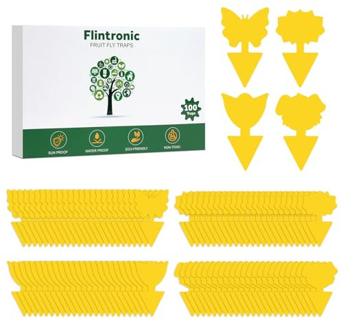 Flintronic 100 Stück Gelbsticker Trauermücken Bekämpfen, Fliegenfalle, Gelbe Klebefalle, Trauermücken Bekämpfenfür, Gelbtafeln für die Zimmerpflanzen Schädlingsbekämpfung