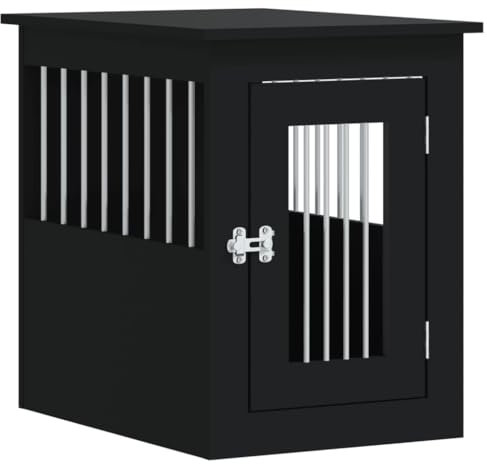 vidaXL Hundekäfig im Möbelstil, Abschließbar Hundebox mit Tür, Hundehütte Beistelltisch mit 2-in-1-Funktion, Hundehaus Haustierkäfig, Schwarz 45x62x59 cm Holzwerkstoff