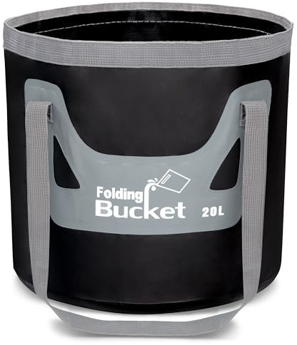 Seau Pliable d'Extérieur 20L Seau à Eau Portable Multifonctionnel pour Les Activités en Plein Air Camping Pêche Noir