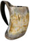 Viking By Heart Real Ox Horn 6-7'' Long, Vikings Drinking Horn Mug with Wooden Base, Engraved with Helm of AWE, 20 OZ Capacity, Handcrafted Horn Mug Unique Beer Gifts for Men, Women