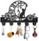 MAYJOYDIY Porte-manteau mural en bois motif chat lune étoile 30 × 20 cm Porte-clés mural en bois avec 5 crochets en alliage noir Porte-chapeaux pour chapeau, serviette, entrée