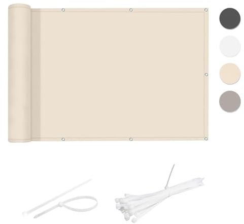 Cool Area Pantalla Privacidad Balcón 70x500 cm Impermeable, Light Khaki