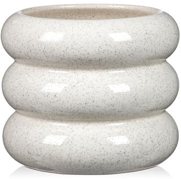 Arborus Keramik Blumentopf 13 cm Bubble Blumentopf Blumenübertopf Wasserdicht Riffel Übertopf Klein Blumenkübel Pflanzkübel Gartentopf mit Entwässerungsloch Vase für Innen Außen Ästhetik Deko