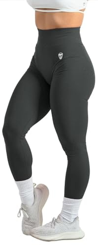 Gymreapers Infinity Leggings da allenamento senza cuciture da donna a vita alta senza cuciture leggings per esercizi di corsa pantaloni da yoga attivi, Grigio piatto, XL