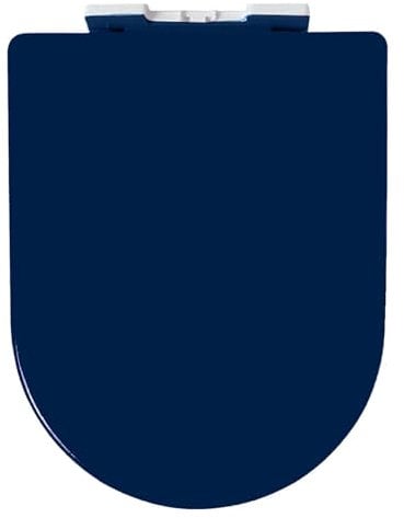 Giural D Shape Soft Close Toilet Seat with Quick Release for Easy Clean Loo Toilet Seat with Adjustable Hinges Thicken D Shape Toilet Seat(Red, Purple, Orange, Blue, Green),Navy blue