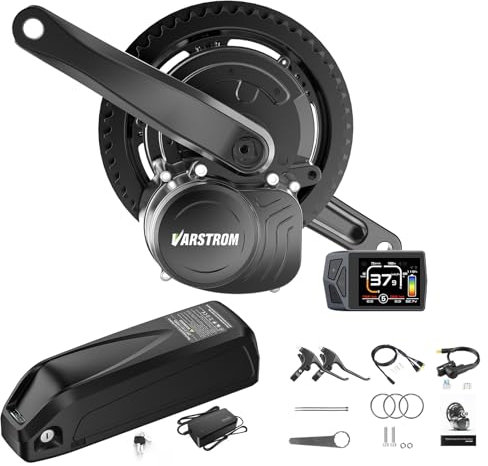 Varstrom TSDZ Motore Centrale 36V 250W TSDZ2B con Schermo LCD EKD01 Multilingua con Batteria da 36V24ah, Kit di Conversione Bici Elettrica TSDZ2 2024 Versione Motore Centrale Sensore di Torque