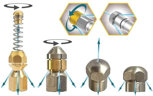 M&M Smartek Boquilla para limpieza de tuberías de Karcher Kränzle Nilfisk, etc., 1/8 1/4 – Muelle espiral giratorio rígido (espiral, giratorio, srarr1 y rígido 2, 1/8)