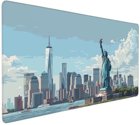 Tapis de Souris 50x25 cm Grand Tapis Souris XXL, Statue de la liberté Tapis de Souris Bureau Gamer, à Bords Cousus, Base en Caoutchouc Antidérapante, sous Main pour Clavier et Souris Decor E-1149