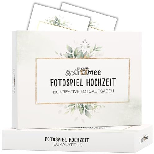 Fotospiel Hochzeit XXL by snaPmee - 100+9 Fotoaufgaben - Hochzeitsspiel für Gäste & Brautpaar (Eukalyptus Deluxe)
