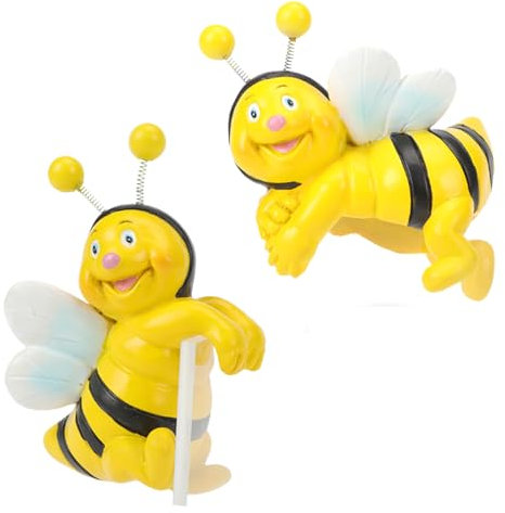 LUMOOM 2PCS Garten Deko Biene Figuren, Niedliche Kleine Bienen, Kletternde Blumentopf Hänger, Harz Gartenfiguren Wetterfest, Tiere Ornament für Balkon Garten Draußen, Bienenstatue Skulptur