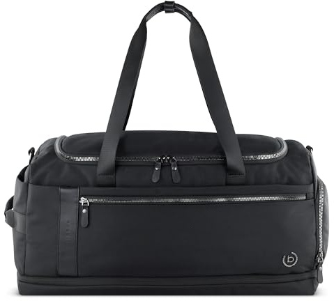 bugatti Nero Reisetasche mit Lederakzenten, Weekender mit Trolley-Aufsteckfunktion, schwarz