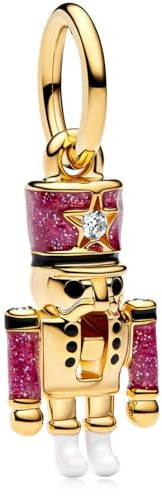 MSPOVOF Goldener beweglicher Nussknacker Charms 925 Sterling Silber Armbänder Anhänger Schmuck Geschenk für Damen