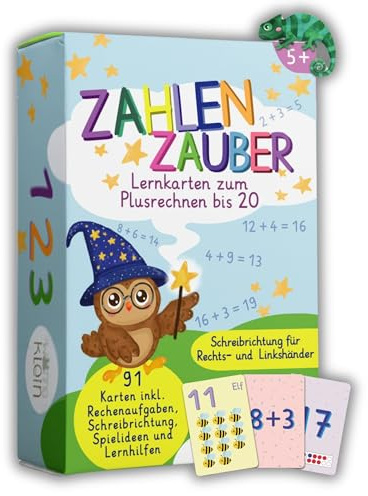 Rechenkarten & Zahlenkarten für Kinder – Zahlen verstehen & Plusrechnen bis 20 Lernen – mit Lernstufen & Selbstkontrolle – Vorschule & 1. Klasse