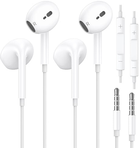 2 Pack Kopfhörer mit Kabel, 3,5mm Klinke in Ear Kopfhörer Kabel Ohrhörer mit Mikrofon und Lautstärkeregler Headset Kompatibel mit iPad, MP3/4 Players, Huawei, iPhone 6/5/SE, usw 3.5mm Audiogeräte