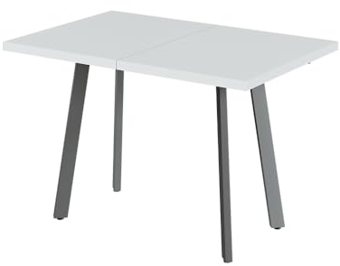 Vicco Esstisch Tisko, Weiß/Grau, 120-160 x 80 cm | mit erweitbarer Tischplatte, ausziehbar auf 160 cm mit integrierter Ansteckplatte