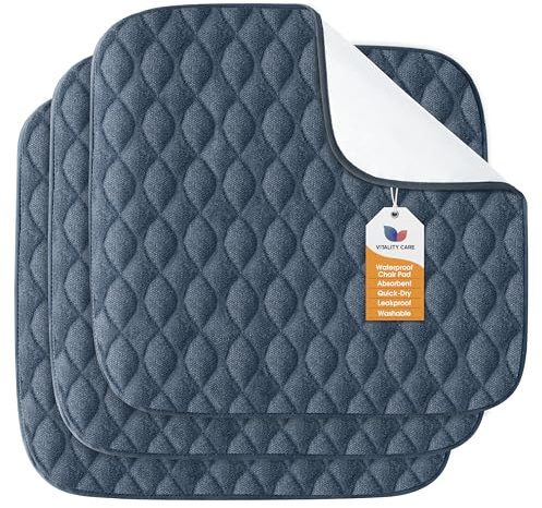 Vitality Care 3Pcs Washable Absorbent Incontinence Chair Pad – Waterproof Non-Slip Seat Protector for Wheelchairs, Car Seats, Sofa & Bed, Reusable 4-Layer Chair Cover for Adults, 53 × 56 cm