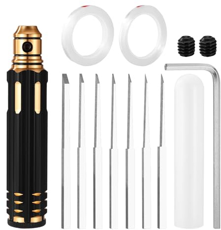 Fukaisu Model Scriber Tool Kit, Model Chisel with 7 Blades 0.1/0.2/0.4/0.6/0.8/1.0/2.0mm, Line Scriber Precision Panel Lining for Gundam Resin GK, Car & Aircraft Scale Engraving Detailing