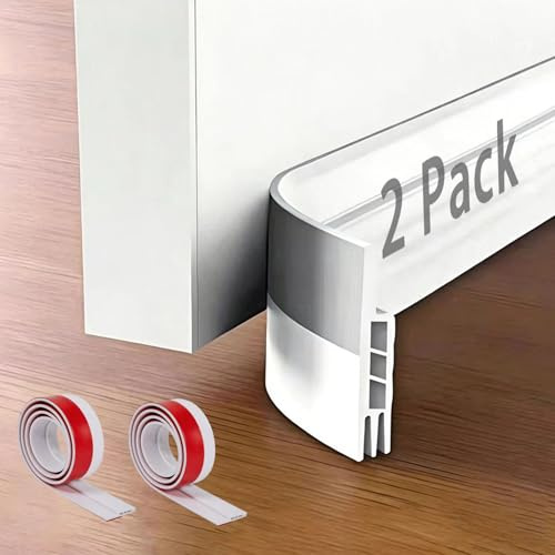 X-YSUNEAS 2 Rolls Door Frame Seal Strip, Self-Adhesive Weather Stripping for Doors and Windows, Soundproof Draft Excluder, Stop Heat Loss &Noise (White)