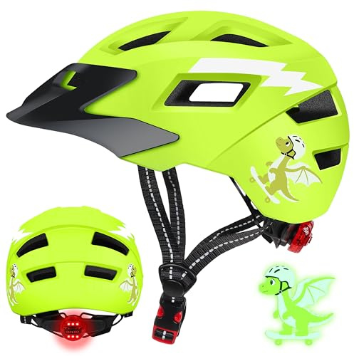 JONRRYIN Kinder Fahrradhelm mit LED-Licht, Verstellbarer Kinderhelm für 3-8 Jahre Jungen Mädchen, Multisport Helm für Fahrrad, Skateboard, Scooter